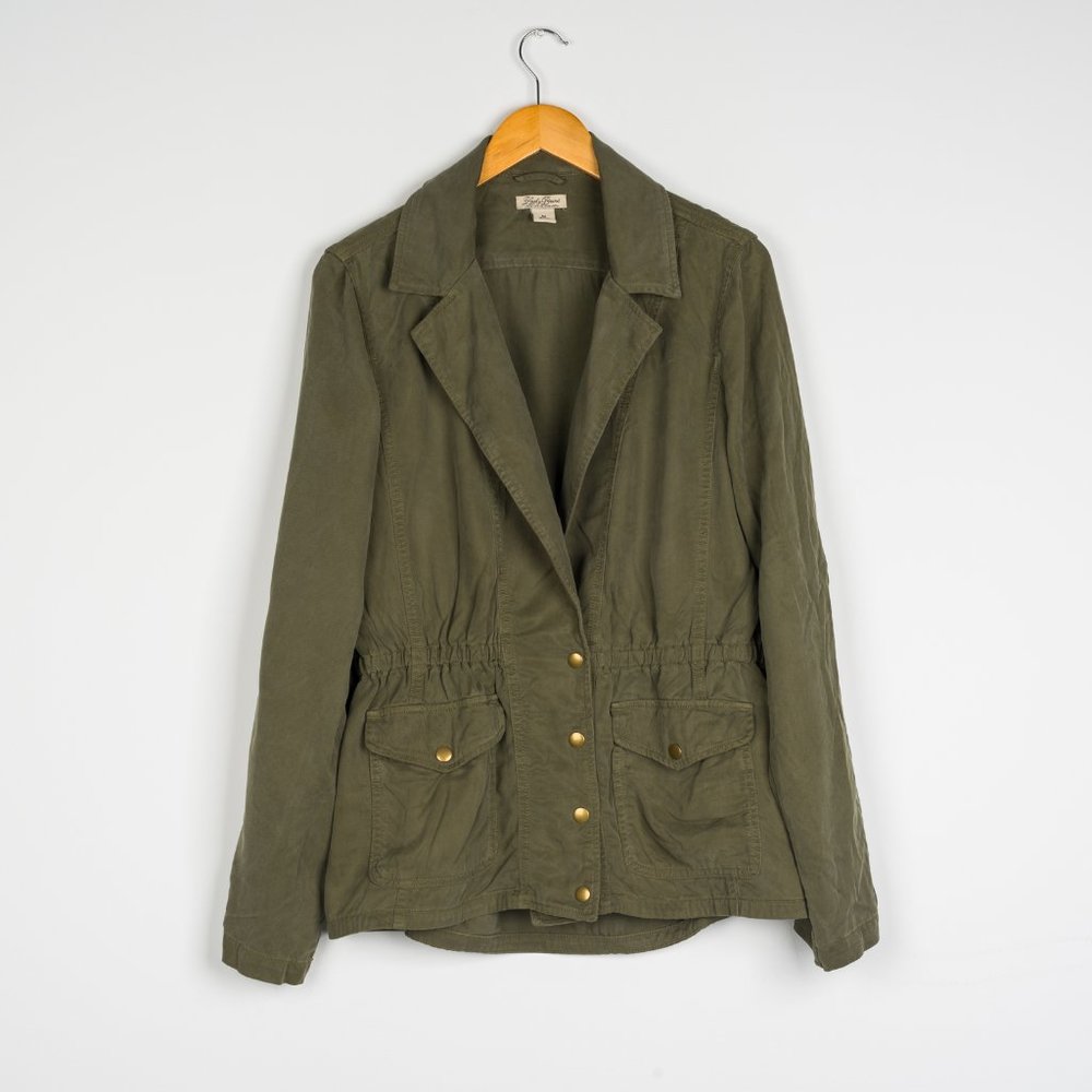 Women’s Lucky Brand Olive Green Army Jacket Blazer Size Medium